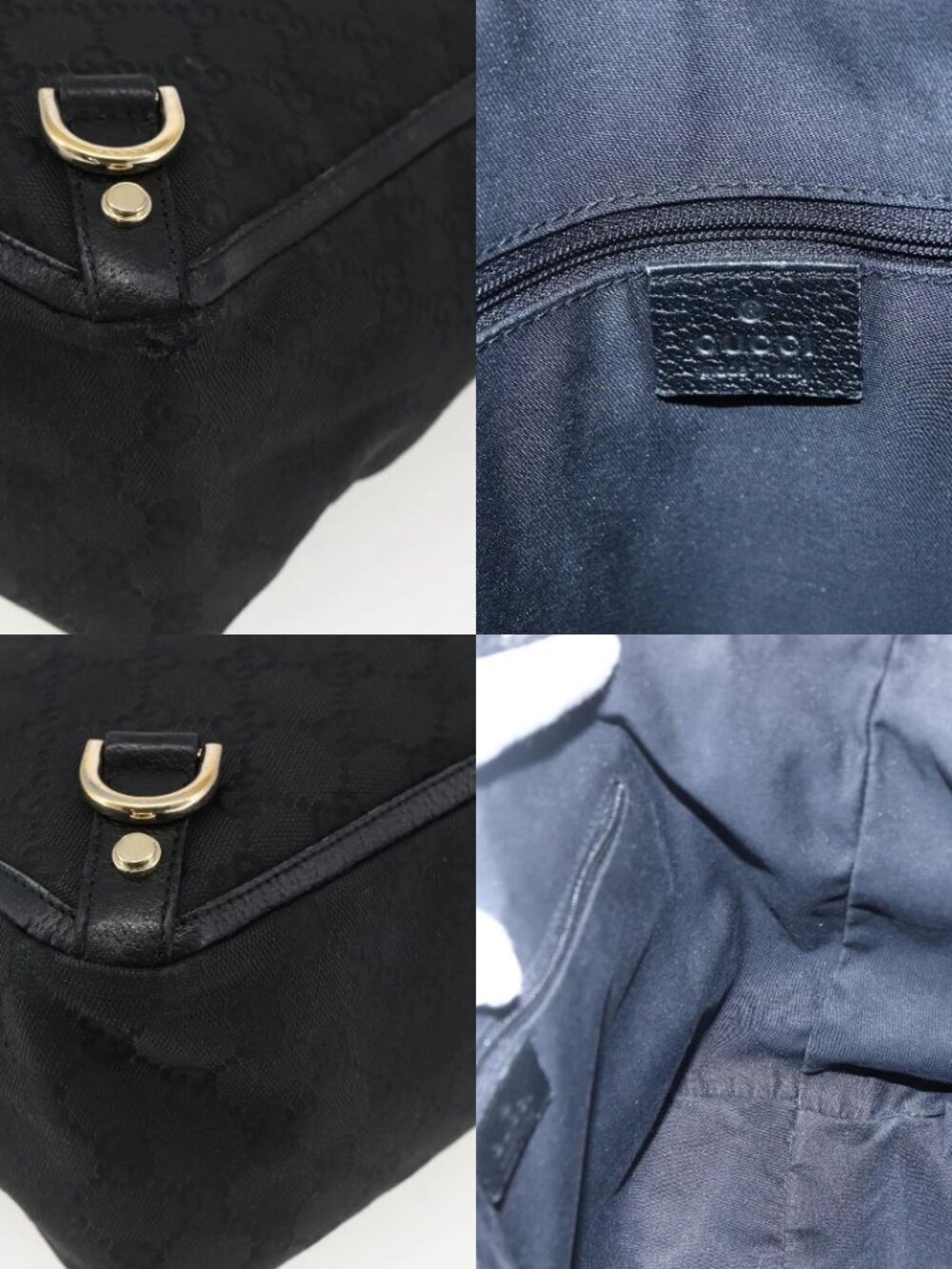 GUCCI GG Canvas Abbey Hand Bag Black Gold 130739 Auth gh1861 - Picture 16 of 16